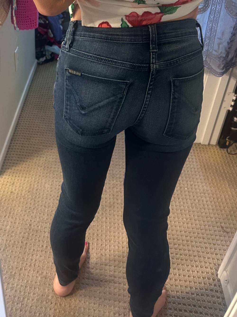 Hudson Jeans Skinny Dark Wash Moto Zip Pocket Stretch Denim Size 26